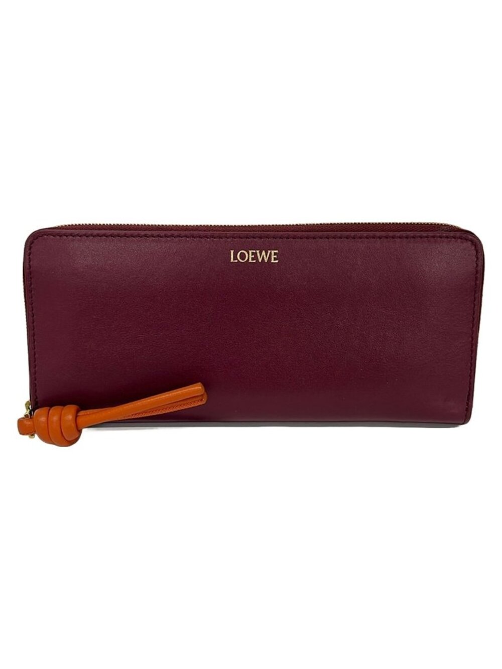 Loewe Wallet Knot Zip Around Bordeaux Brown